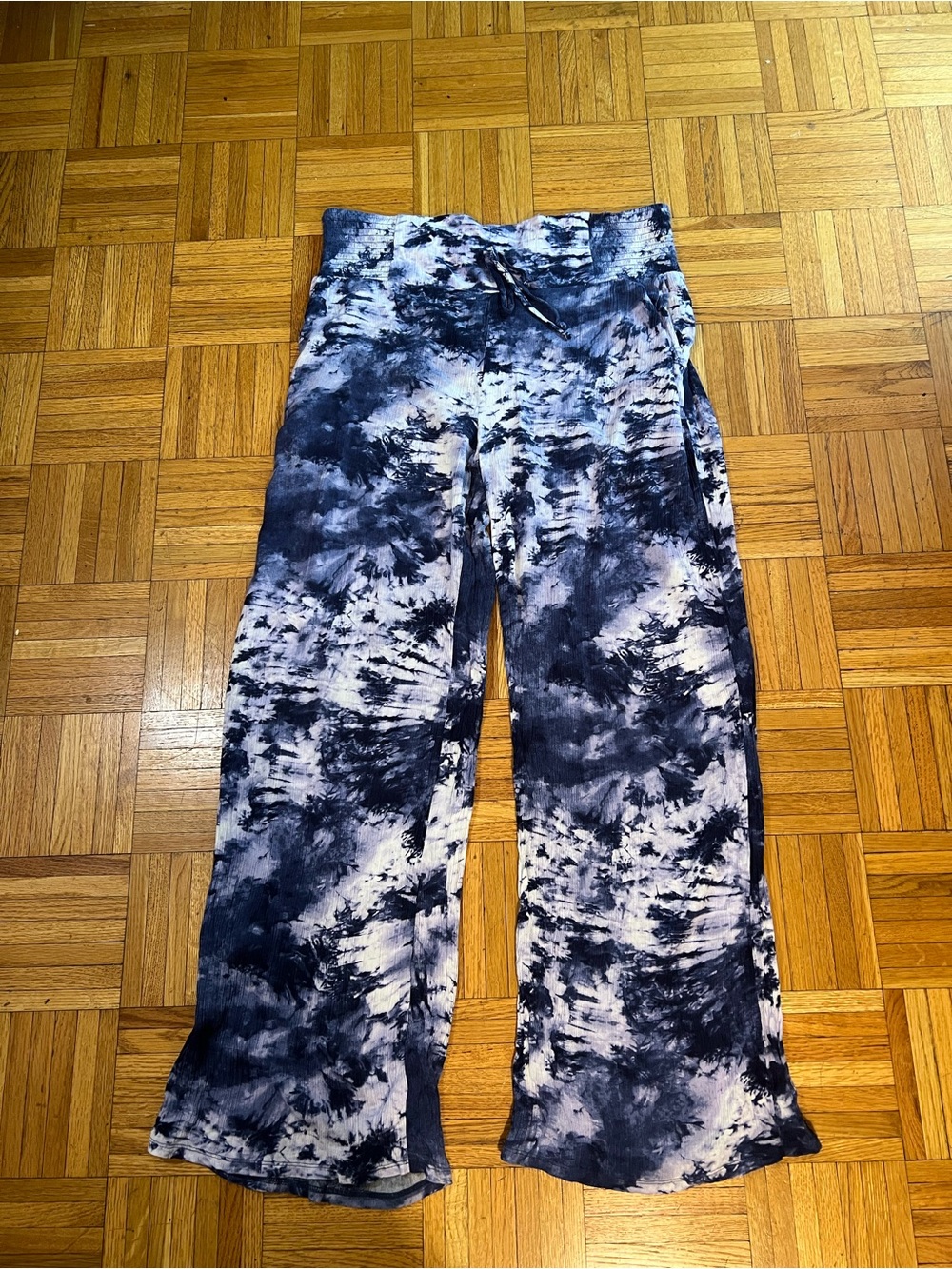 2 Trends One Pant Peace & Pearls Blue and White Tie-Dye Wide Leg Pants -size XL